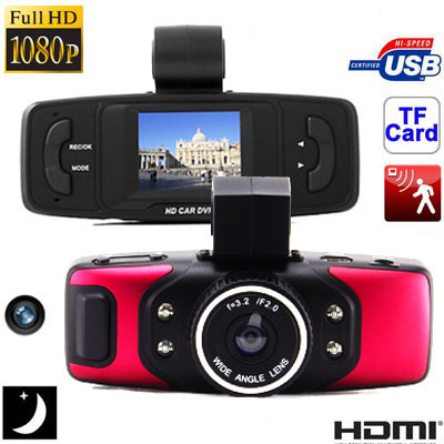 G5000 Red, 1.5 inch LCD Full HD 1080P Dual Camera Car DVR with Night Vision / Motion Detection / HDMI/ Micro SD/TF Card / AV Out